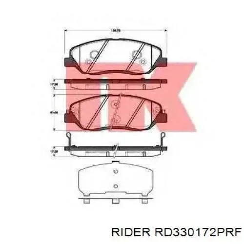 Klocki hamulcowe przednie tarczowe RD330172PRF Rider