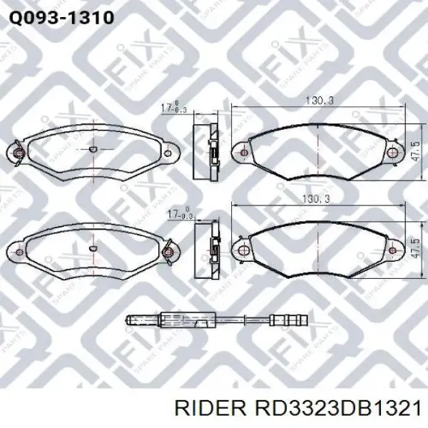 Klocki hamulcowe przednie tarczowe RD3323DB1321 Rider