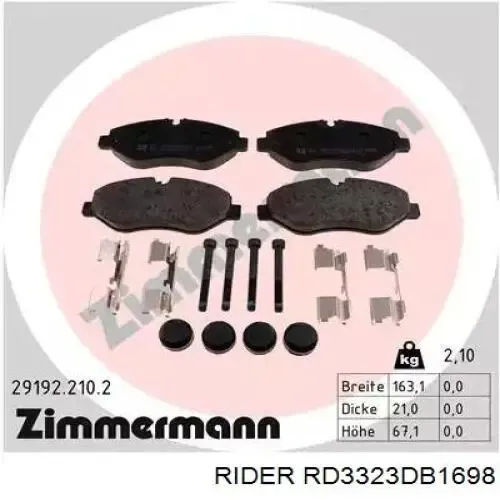 Klocki hamulcowe przednie tarczowe RD3323DB1698 Rider