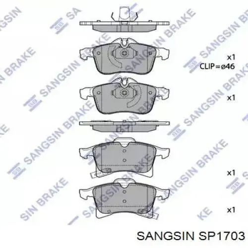 Klocki hamulcowe przednie tarczowe SP1703 Sangsin