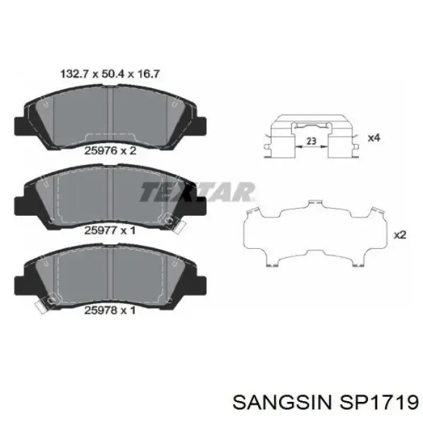 Klocki hamulcowe przednie tarczowe SP1719 Sangsin