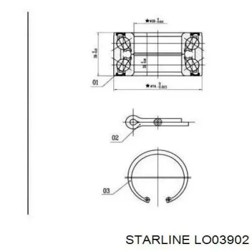 Łożysko piasty przedniej LO03902 Starline