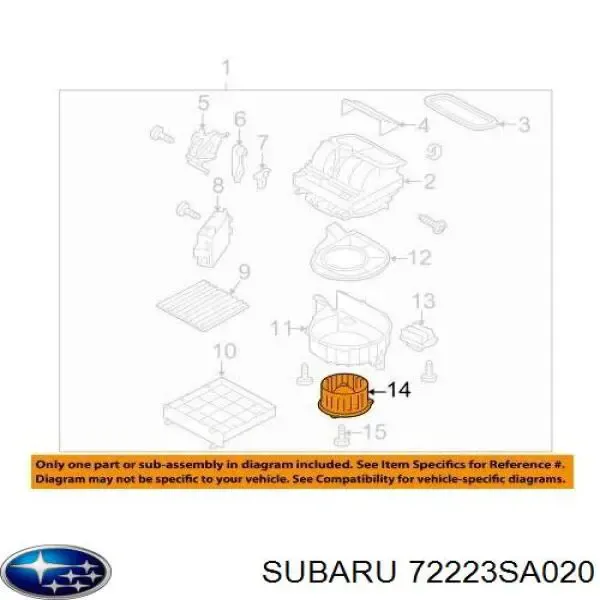 Silniczek wentylatora nagrzewnicy (ogrzewacza wnętrza) 72223SA020 Subaru