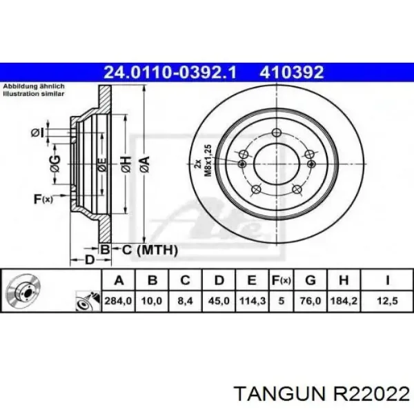 Tarcza hamulcowa tylna R22022 Tangun