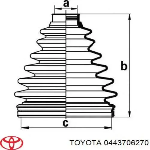 Osłona przegubu homokinetycznego półosi przedniej wewnętrzna prawa 0443706270 Toyota
