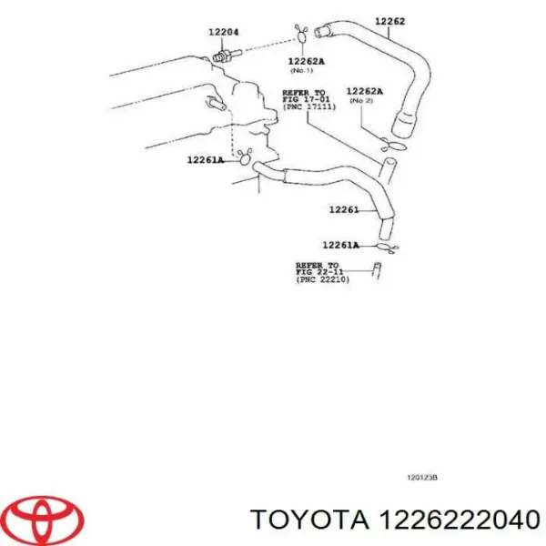  Króciec wentylacji kadłuba (separatora oleju) Toyota Avensis I sedana (T22) (1997 - 2003) I