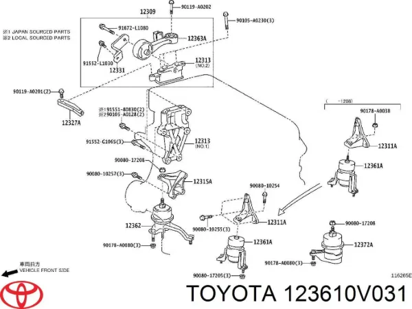 Poduszka (podpora) silnika przednia Toyota Highlander III