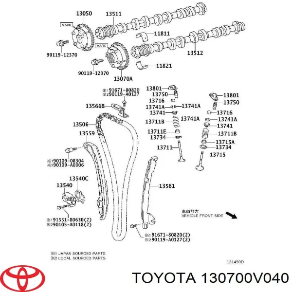Koło zębate walcowe wałka rozrządu wydechowego 130700V040 Toyota