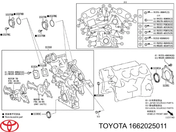 Napinacz paska napędowego 1662025011 Toyota