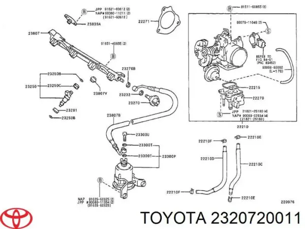 Regulator ciśnienia paliwa w listwie paliwowej 2320720011 Toyota