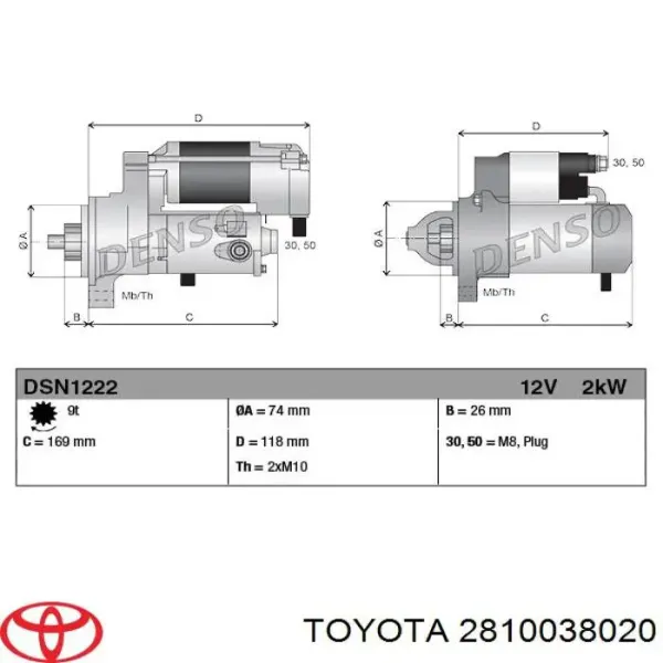 Rozrusznik 2810038020 Toyota