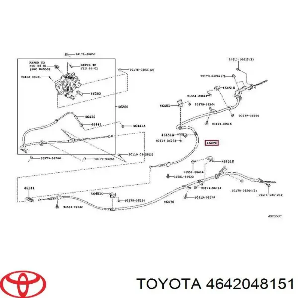 Linka hamulca ręcznego tylna prawa 4642048151 Toyota