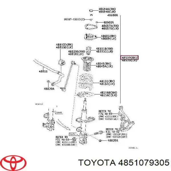 Amortyzator przedni prawy 4851079305 Toyota