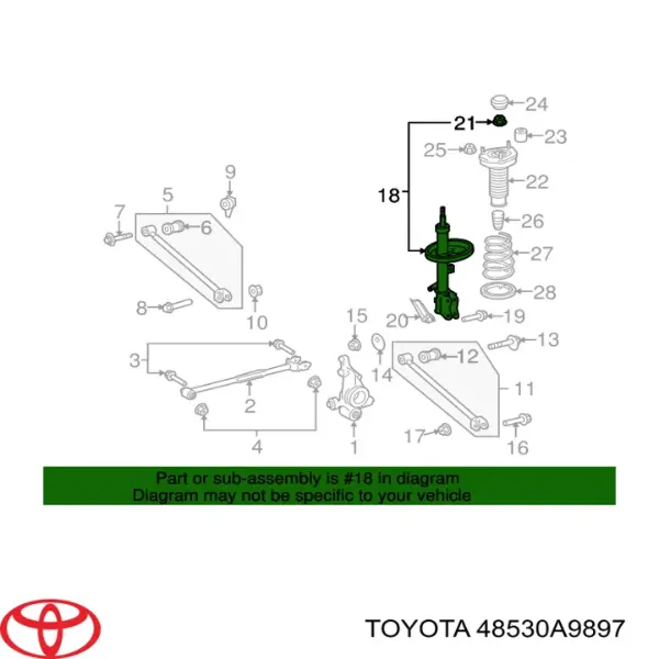 Amortyzator tylny prawy 48530A9897 Toyota