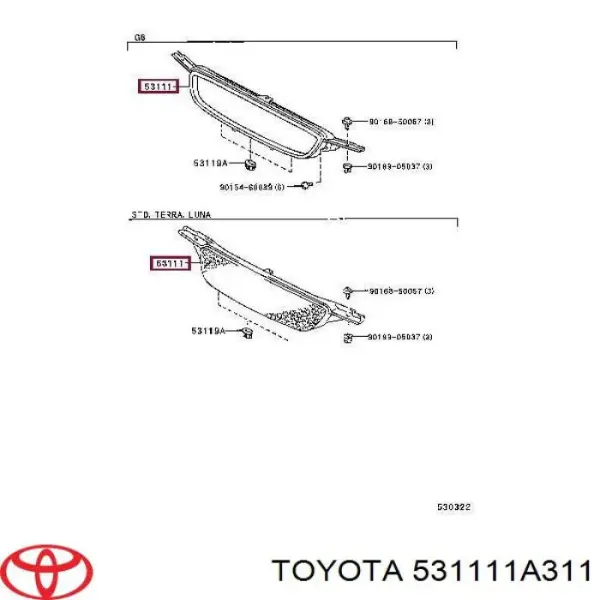 Atrapa chłodnicy 531111A311 Toyota