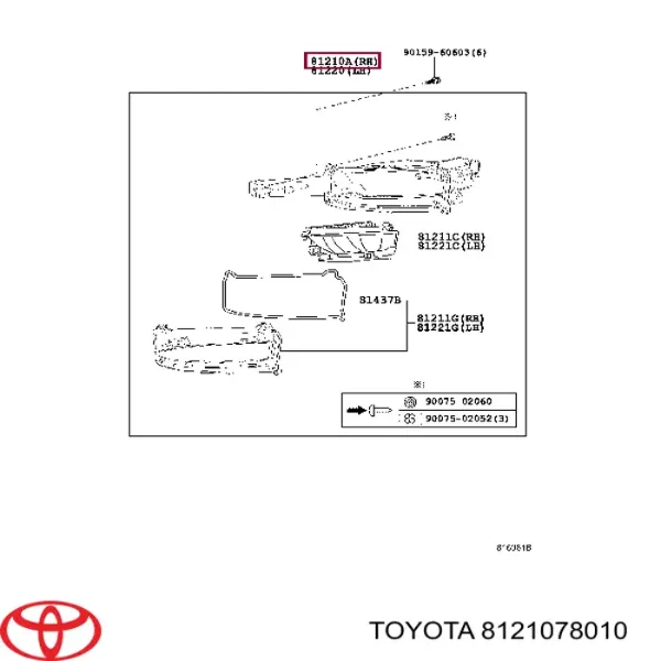 Lampa przeciwmgielna prawa 8121078010 Toyota