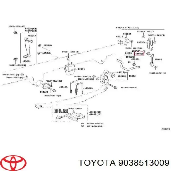 Tuleja łącznika stabilizatora tylnego 9038513009 Toyota
