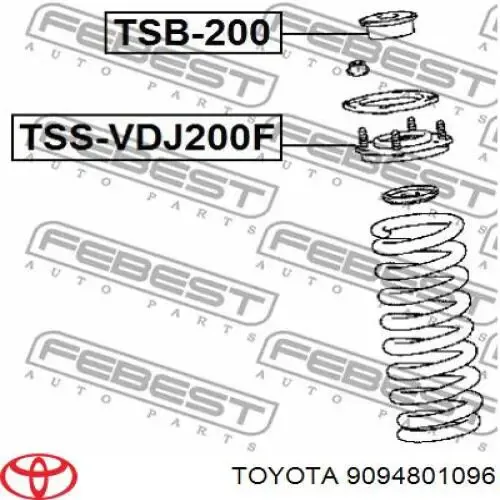 Tuleja trzpienia amortyzatora przedniego 9094801096 Toyota
