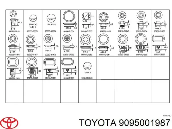 Wkładka dna nadwozia 9095001987 Toyota