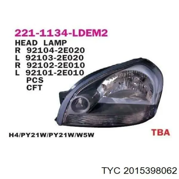 Reflektor lewy ZHN111368L Signeda