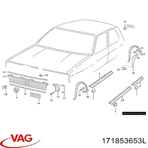  Atrapa chłodnicy Volkswagen Golf I hatchback (17) (1974 - 1985) I