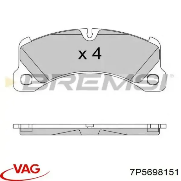 Klocki hamulcowe przednie tarczowe 7P5698151 VAG