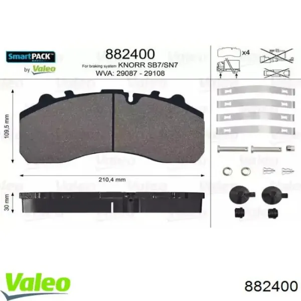 Klocki hamulcowe przednie tarczowe 882400 VALEO