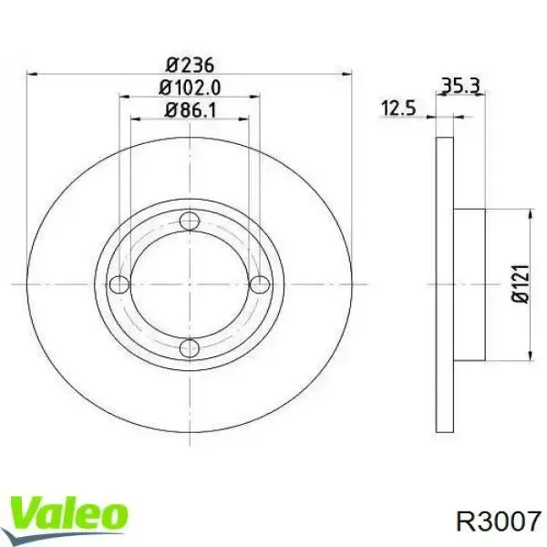 Tarcza hamulcowa przednia R3007 VALEO
