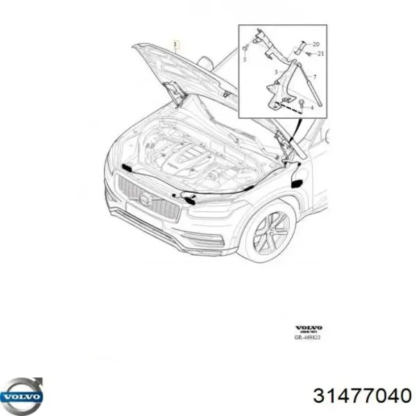 Maska silnika 31352880 Volvo