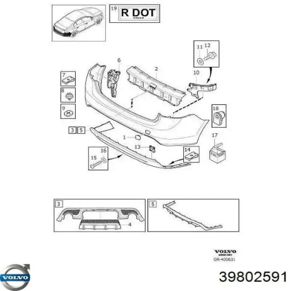 Zaślepka zderzaka haka holowniczego tylna 39802591 Volvo