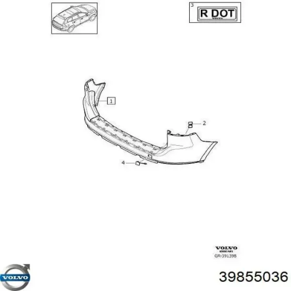 Zaślepka zderzaka haka holowniczego tylna 39855036 Volvo