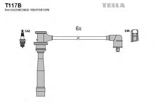 Zestaw przewodów wysokiego napięcia T117B Tesla