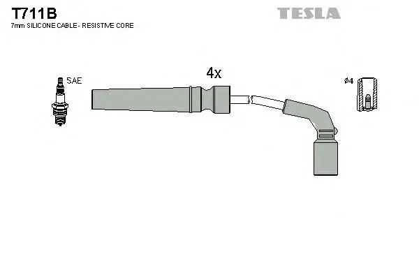 Zestaw przewodów wysokiego napięcia T711B Tesla