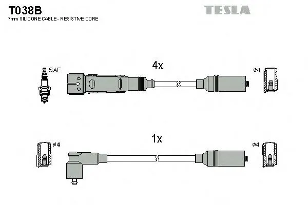 Zestaw przewodów wysokiego napięcia T038B Tesla