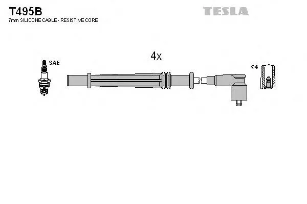 Zestaw przewodów wysokiego napięcia T495B Tesla