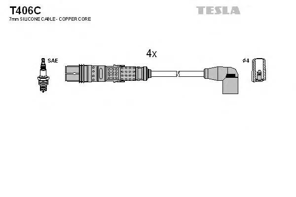 Zestaw przewodów wysokiego napięcia T406C Tesla