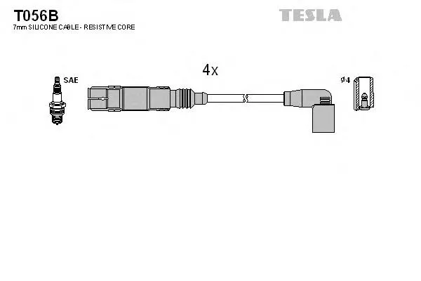 Zestaw przewodów wysokiego napięcia T056B Tesla