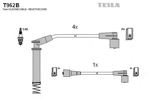 Zestaw przewodów wysokiego napięcia T962B Tesla