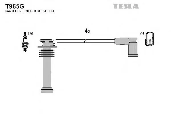 Zestaw przewodów wysokiego napięcia T965G Tesla