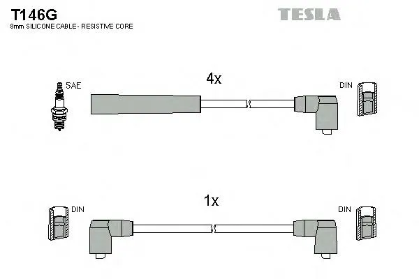 Zestaw przewodów wysokiego napięcia T146G Tesla