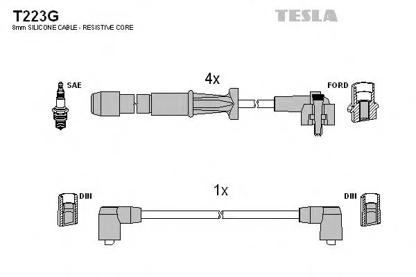 Zestaw przewodów wysokiego napięcia T223G Tesla