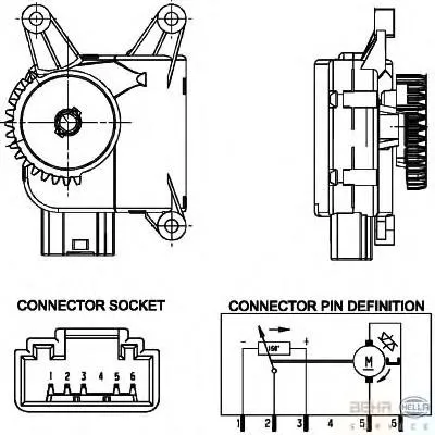 Silniczek klapy nagrzewnicy 6NW351344021 HELLA