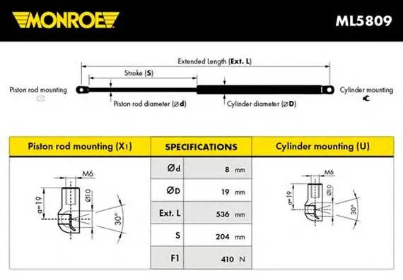 Amortyzator klapy bagażnika (3/5 drzwi-tylnych) GS0874 Magneti Marelli