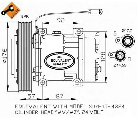 Sprężarka klimatyzacji 85013654 Volvo