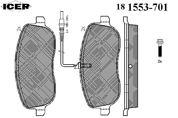 Klocki hamulcowe przednie tarczowe 181553701 Icer