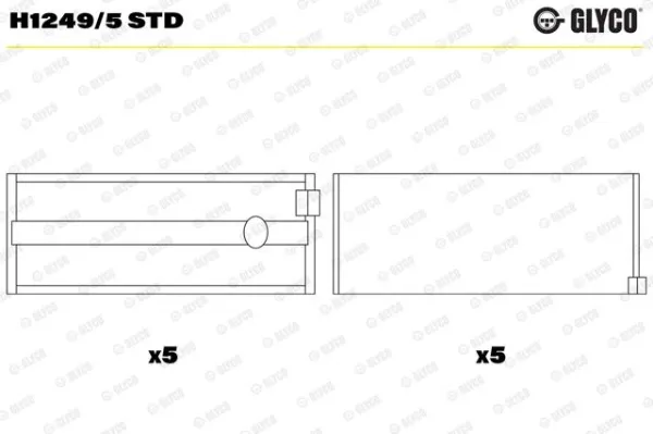 Panewki główne wału korbowego, zestaw, standardowe (STD) H12495STD Glyco