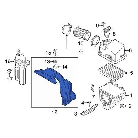 Wlot powietrza do filtra powietrza PAJ813200A Mazda