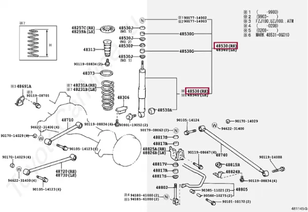 Amortyzator tylny 4853169795 Toyota