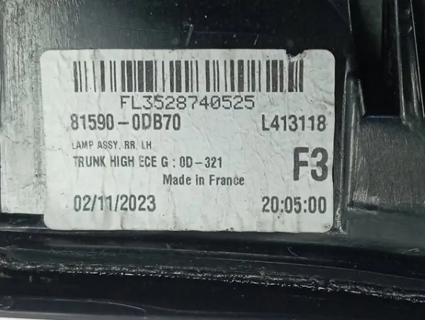Lampa zespolona tylna lewa wewnętrzna 815900DB70 Toyota