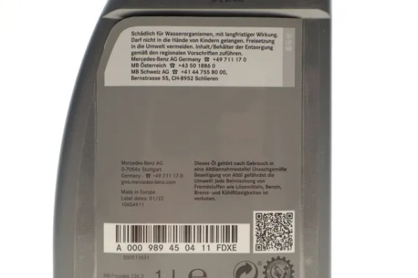 Olej hydrauliczny (płyn) 000989450411FDXE Mercedes